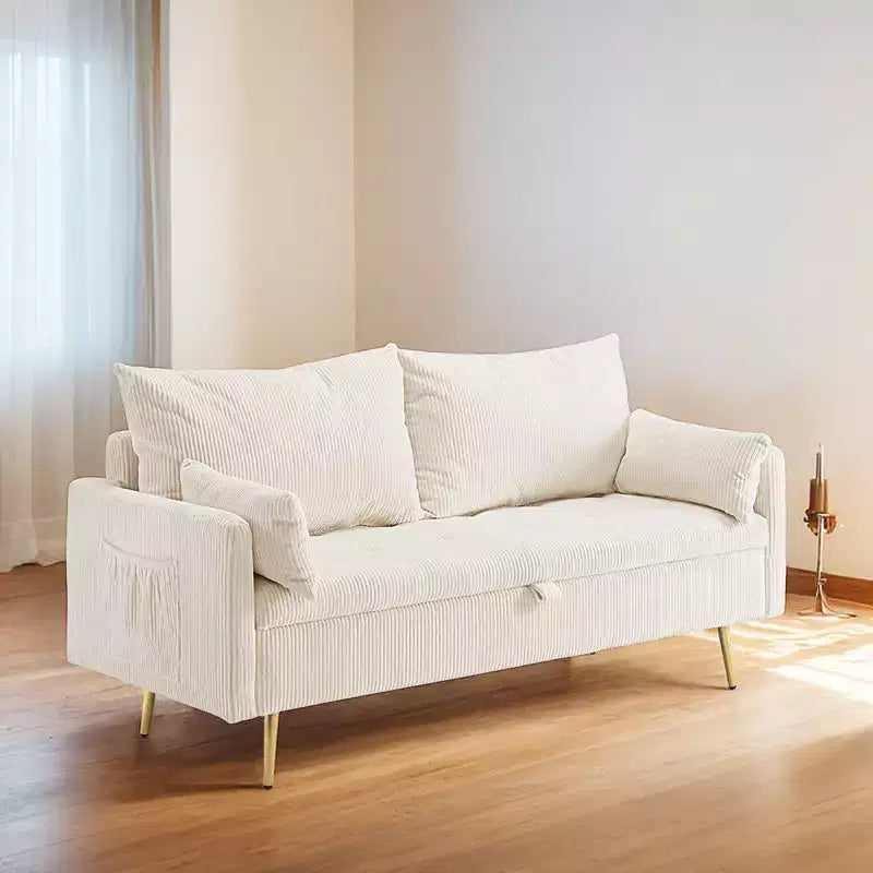 Furniliving Corduroy Upholstered Loveseat With Storage