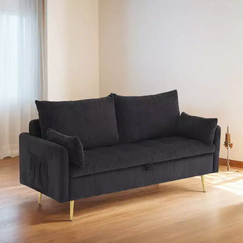 Causeuse en velours côtelé avec rangement