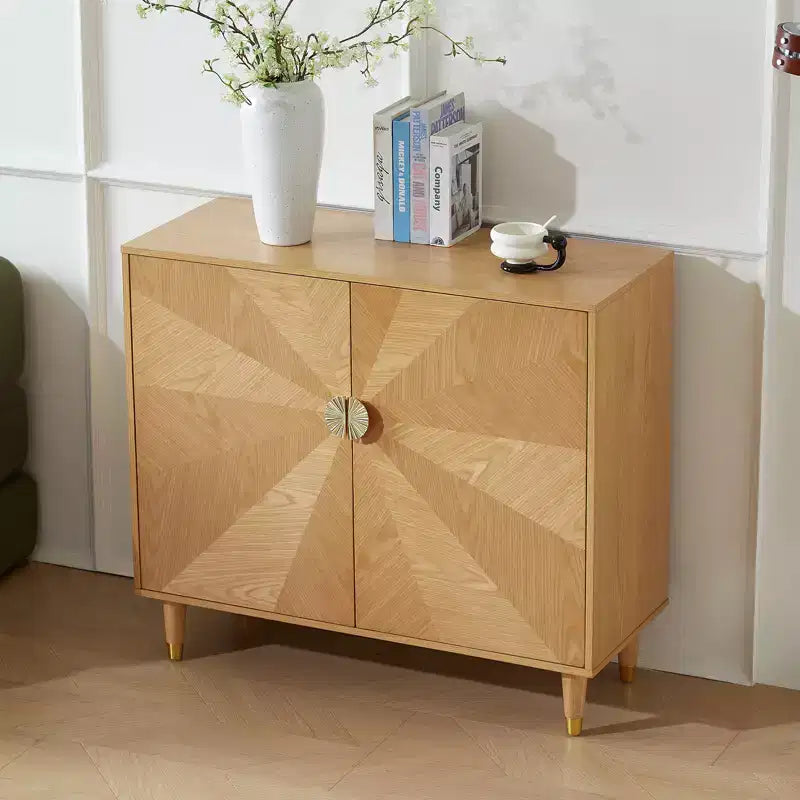 JVNOXK 39.4-inch Vintage Wooden Sideboard with Storage, Decorative Door Design, Double-Door Storage Sideboard, Living Room Style - Wood