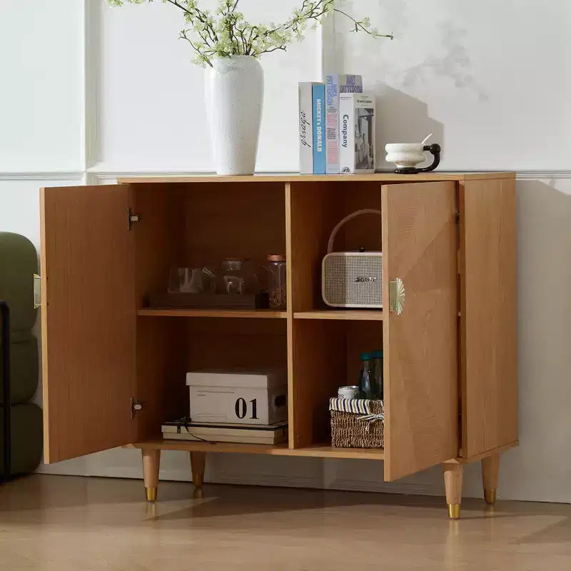 Buffet en bois vintage de 99 cm avec rangement, design de portes décoratives, buffet de rangement à deux portes, style salon - Bois
