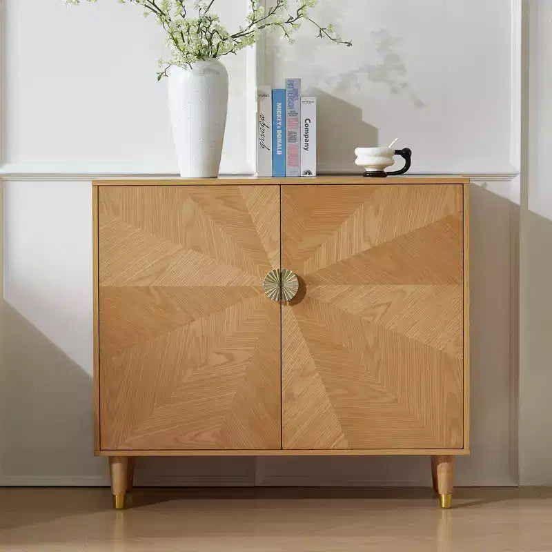 Buffet en bois vintage de 99 cm avec rangement, design de portes décoratives, buffet de rangement à deux portes, style salon - Bois