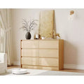 Acekool Bedroom 6 Drawer 47 Inch Wood Dresser Chest of Drawers Storage Organizer Cabinet Natural Oak Finish