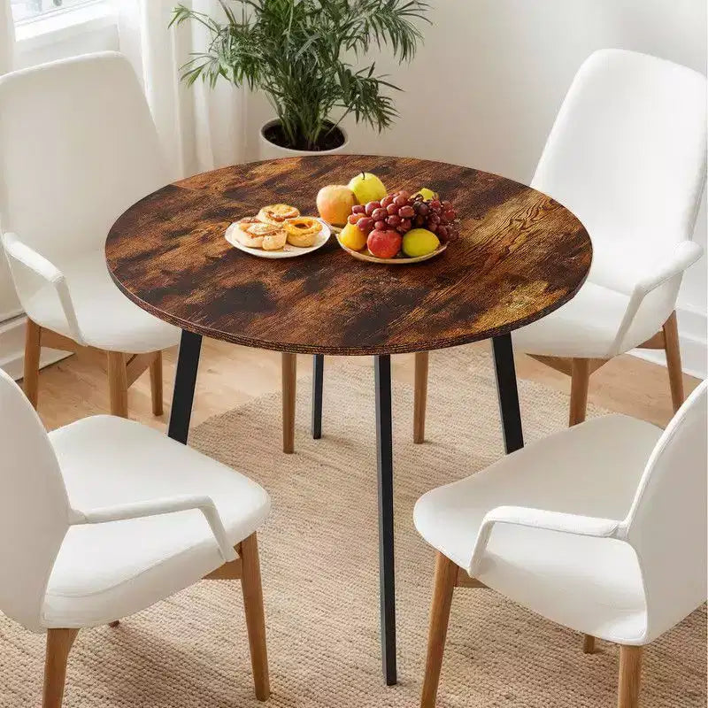 Table de salle à manger ronde moderne de 91 cm avec pieds en métal robustes pour cuisine de petit espace