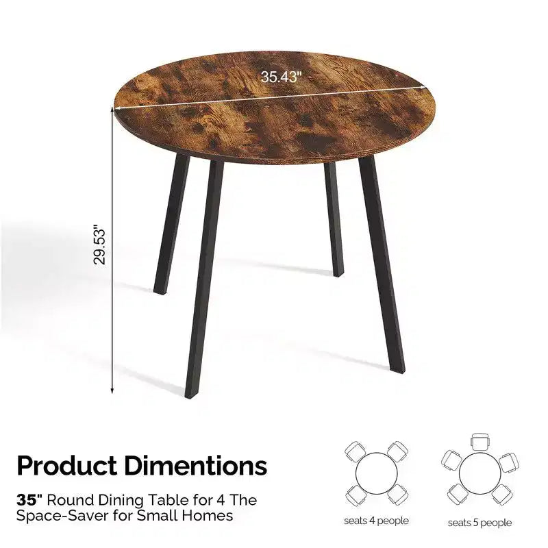 Table de salle à manger ronde moderne de 91 cm avec pieds en métal robustes pour cuisine de petit espace