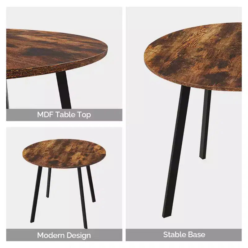 Table de salle à manger ronde moderne de 91 cm avec pieds en métal robustes pour cuisine de petit espace
