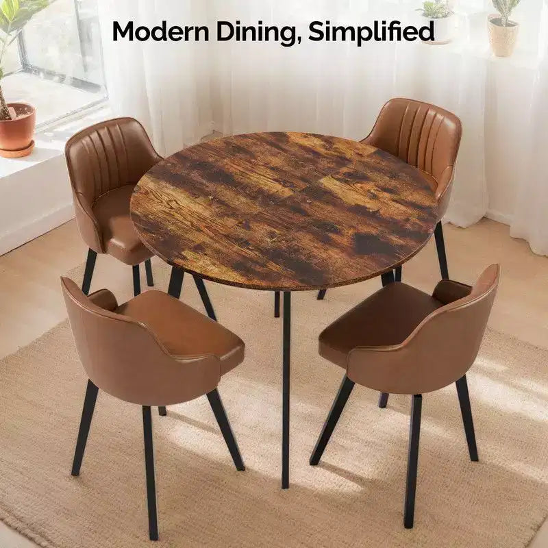 Table de salle à manger ronde moderne de 91 cm avec pieds en métal robustes pour cuisine de petit espace