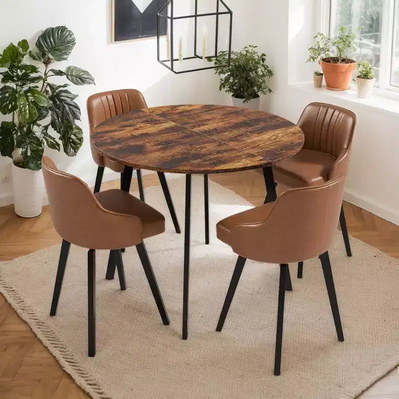 Table de salle à manger ronde moderne de 91 cm avec pieds en métal robustes pour cuisine de petit espace