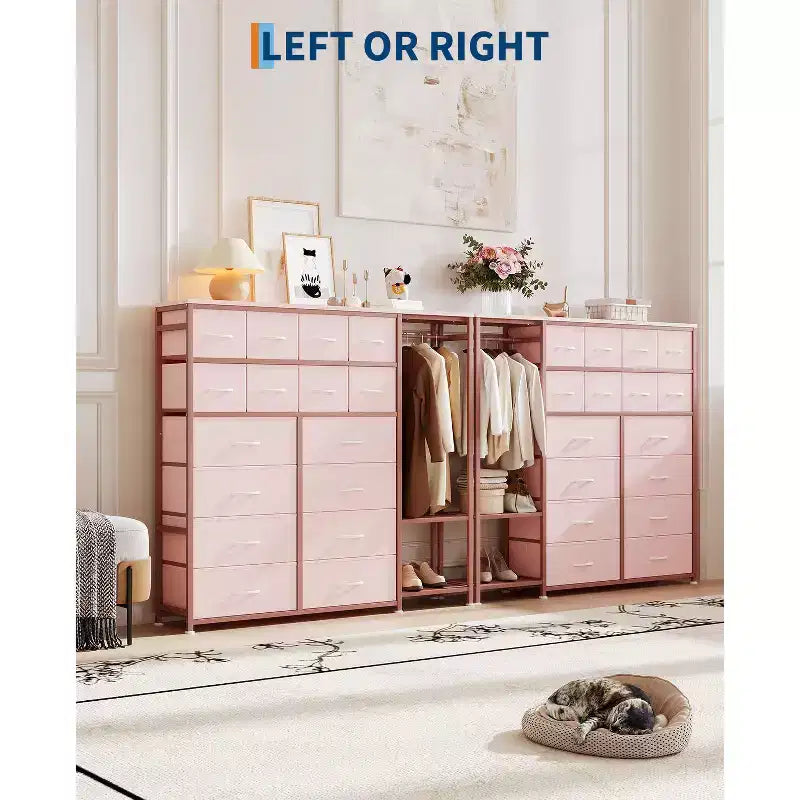 Portant à vêtements 16 tiroirs avec 2 étagères, organiseur de placard autoportant haut, portant à vêtements robuste pour le rangement et l'organisation de la chambre à coucher
