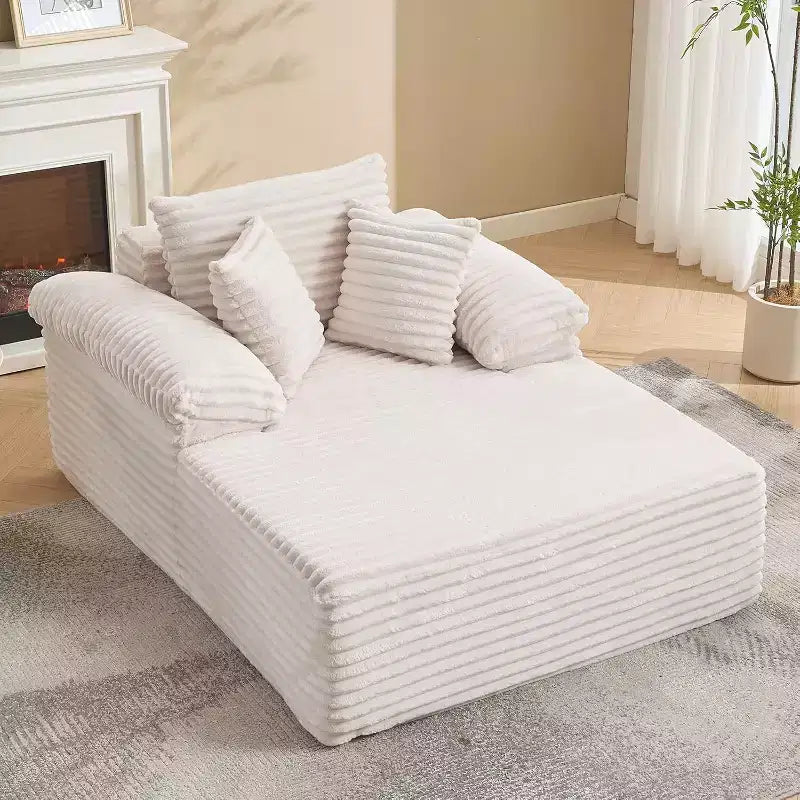 Grand canapé-lit chaise longue, canapé-lit en velours côtelé avec oreillers et accoudoirs larges pour salon, chambre, salle de cinéma