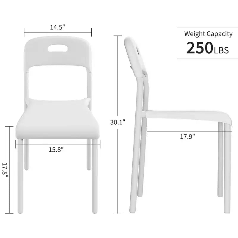 Chaises de salle à manger, chaises de cuisine empilables, chaise de salle à manger en plastique avec pieds en métal, imperméable et résistante aux taches, pour intérieur et extérieur, blanc