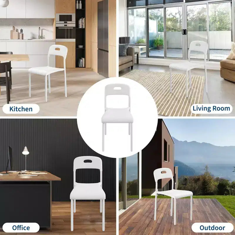 Chaises de salle à manger, chaises de cuisine empilables, chaise de salle à manger en plastique avec pieds en métal, imperméable et résistante aux taches, pour intérieur et extérieur, blanc