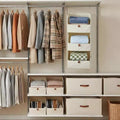 Organisateur de placard suspendu non tissé 4 niveaux, lot de 2, avec paniers pliables, étagères de rangement peu encombrantes pour chambre, dortoir, camping-car, beige gris