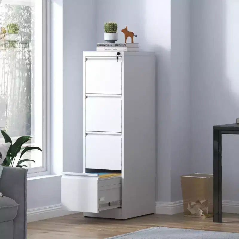 Classeur vertical métallique à 4 tiroirs avec serrure pour bureau et maison en acier