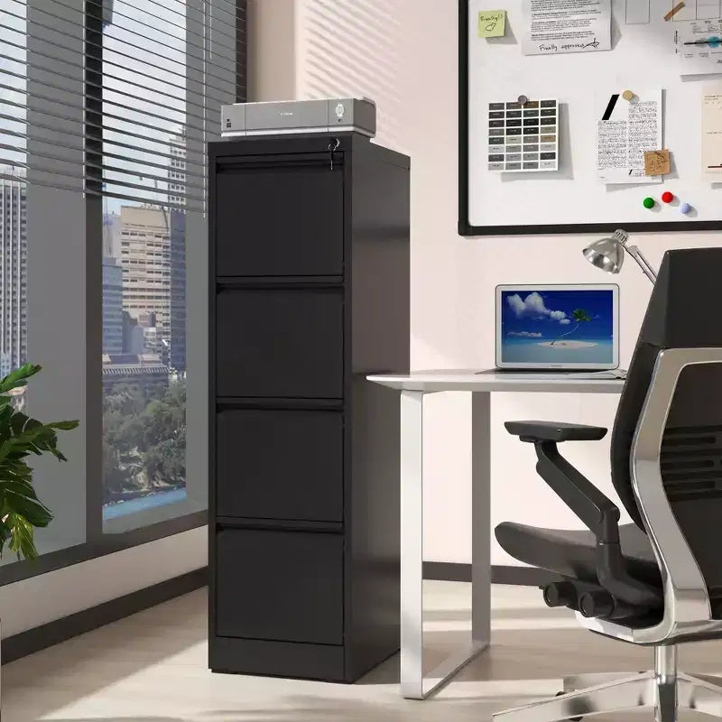 Classeur vertical métallique à 4 tiroirs avec serrure pour bureau et maison en acier