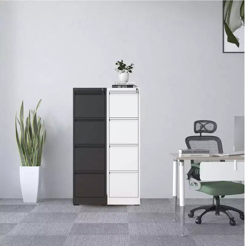 Classeur vertical métallique à 4 tiroirs avec serrure pour bureau et maison en acier