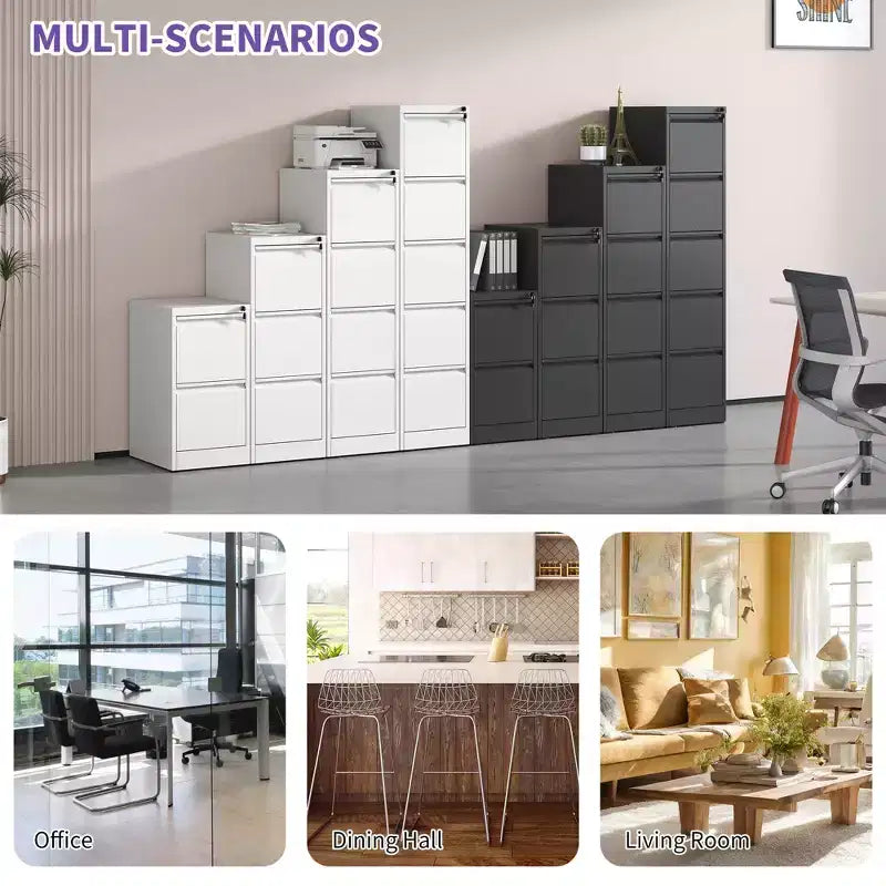 Classeur vertical métallique à 4 tiroirs avec serrure pour bureau et maison en acier