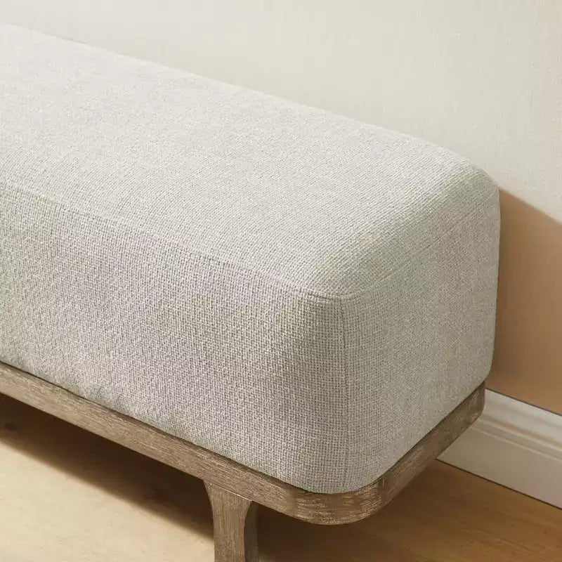 Banc de bout de lit, Banc moderne rembourré en tissu, Banc d'entrée ottoman avec pieds en bois d'hévéa pour Chambre Salon Couloir
