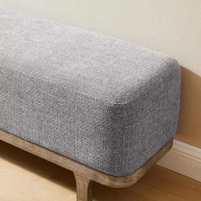 Banc de bout de lit, Banc moderne rembourré en tissu, Banc d'entrée ottoman avec pieds en bois d'hévéa pour Chambre Salon Couloir