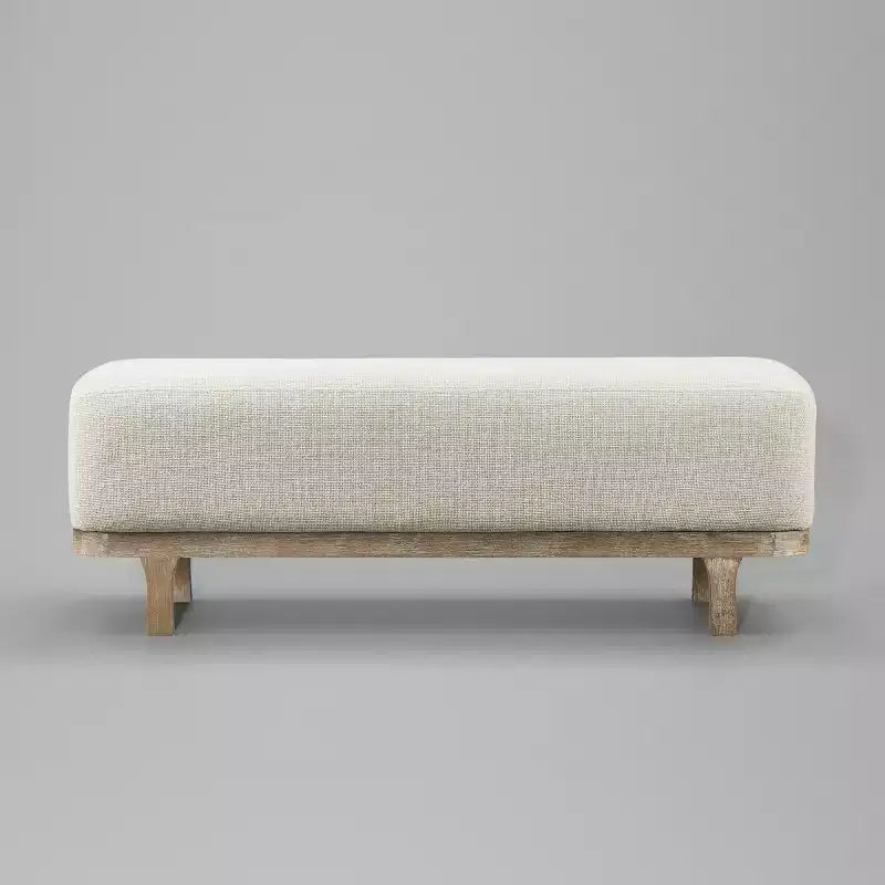 Banc de bout de lit, Banc moderne rembourré en tissu, Banc d'entrée ottoman avec pieds en bois d'hévéa pour Chambre Salon Couloir
