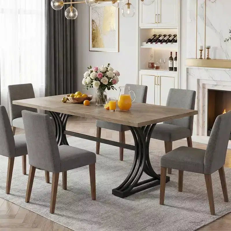 MAYEERTY 63 Faux Marble Gold Metal Dining Table, Modern Elegant Easy Assembly Kitchen Table