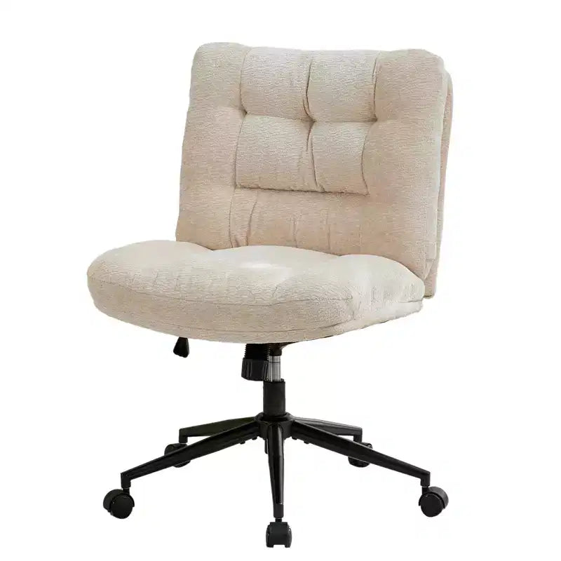 Chenille Criss Cross Chair with Wheels, Wide Seat Vanity Chair, 360 Swivel Height Adjustable Office Chair for Bedroom