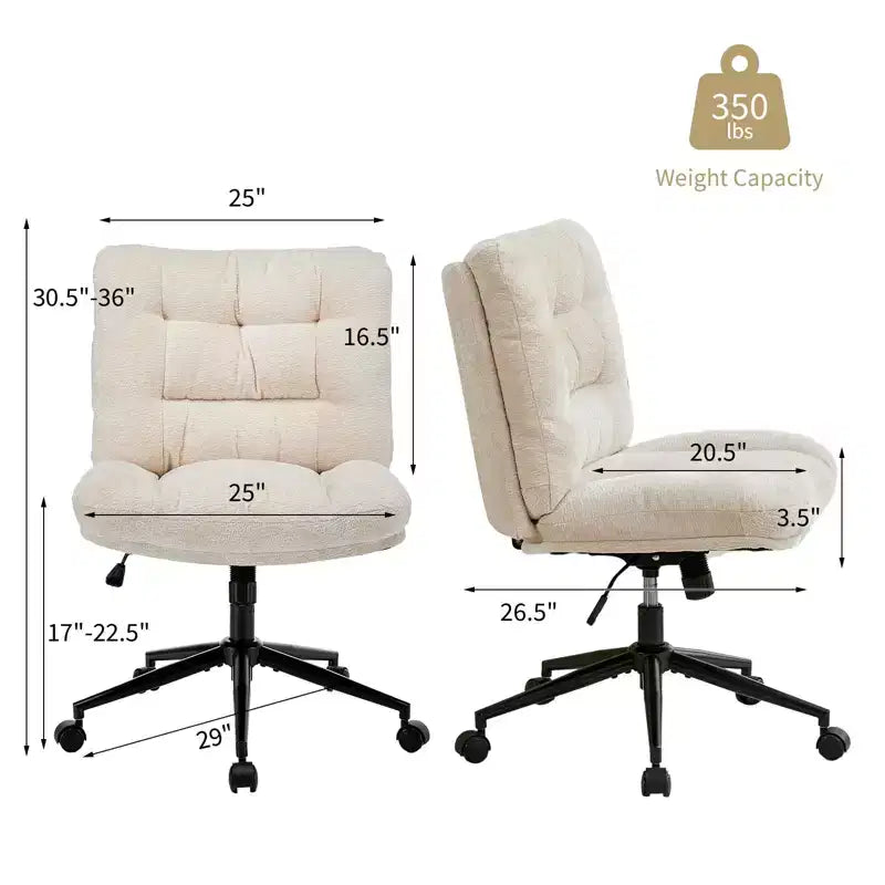 Chaise en chenille croisée avec roulettes, chaise de bureau large pour coiffeuse, chaise de bureau pivotante à 360° et réglable en hauteur pour chambre à coucher