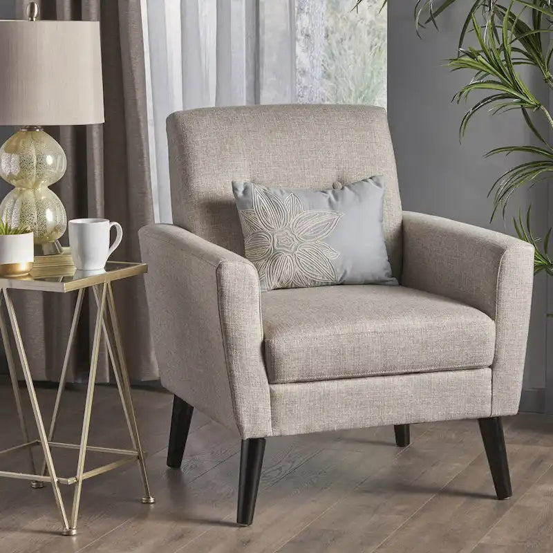 31.1 Upholstered Button Tufted Club Chair with Rubber Legs