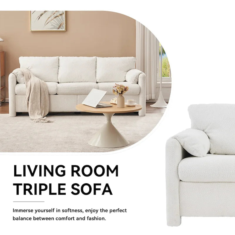 3-Seater Sofa 77 Chenille Couch - Plush Triple Seater Sofa with High-Density Foam Cushions, Deep Seat Living Room Couch