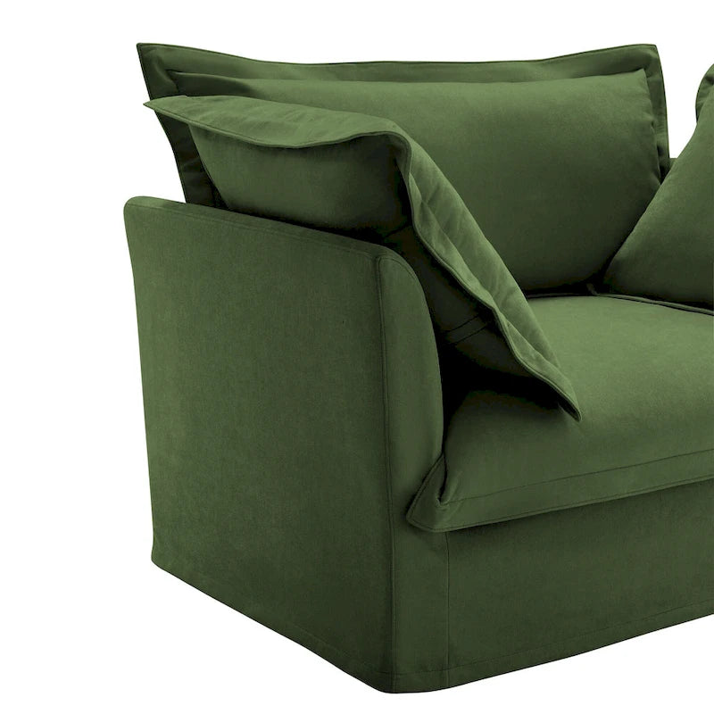 120 Chenille L-Shaped Sectional with Convertible Ottoman & 2 Pillows and 3-Seater Cloud Couch