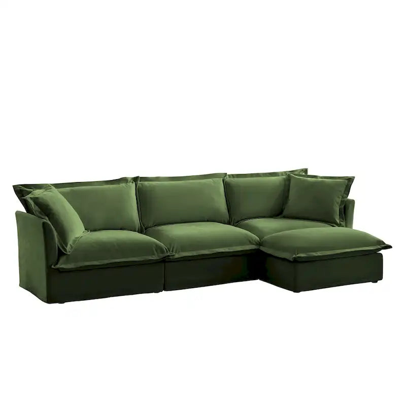 120 Chenille L-Shaped Sectional with Convertible Ottoman & 2 Pillows and 3-Seater Cloud Couch