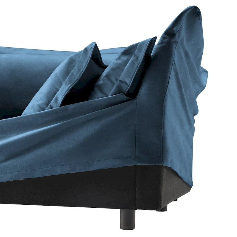 120 Chenille L-Shaped Sectional with Convertible Ottoman & 2 Pillows and 3-Seater Cloud Couch