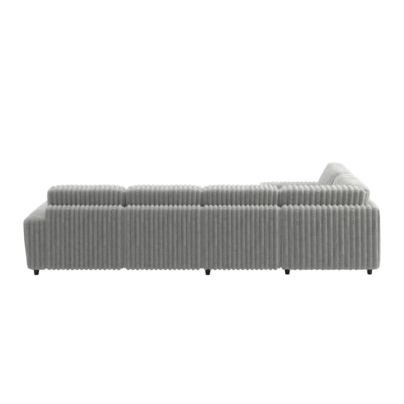 Veyron Furry Channel Fabric Down-filled L-Shape 4-Seat Modular Sectional Sofa with Ottoman by iNSPIRE Q Modern