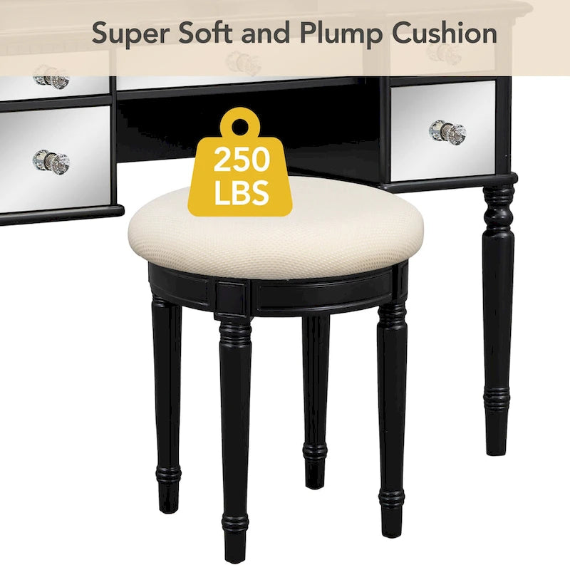 43 Dressing Table Set with Mirrored Drawers and Stool