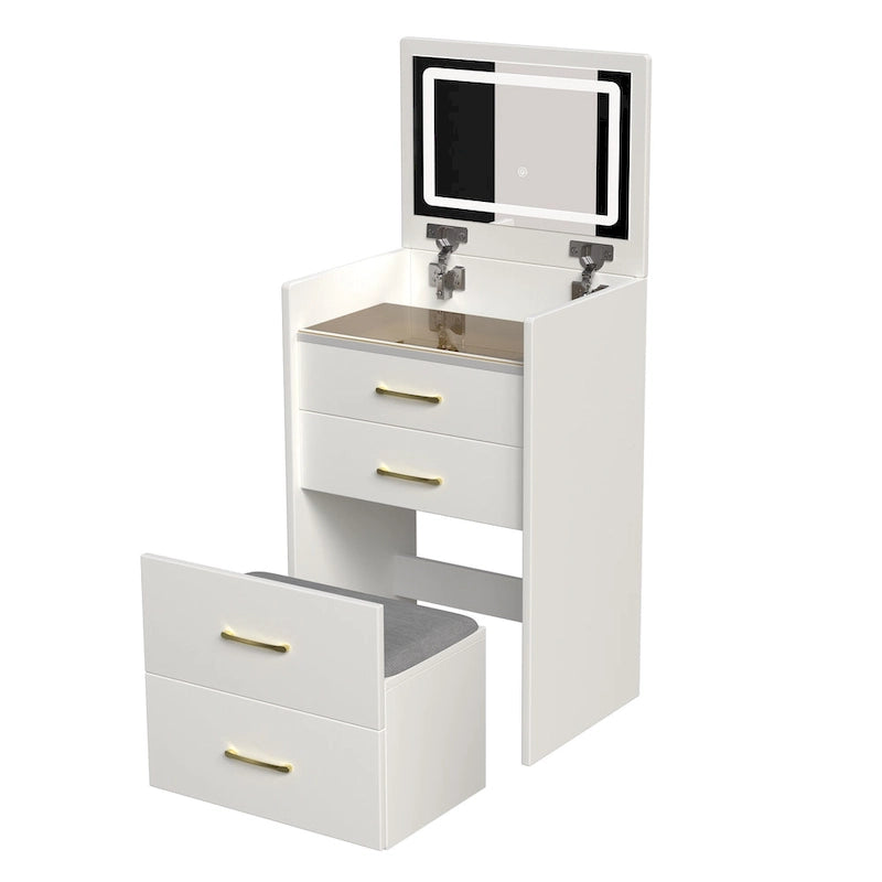 3 in 1 Vanity Desk with open Top Mirror