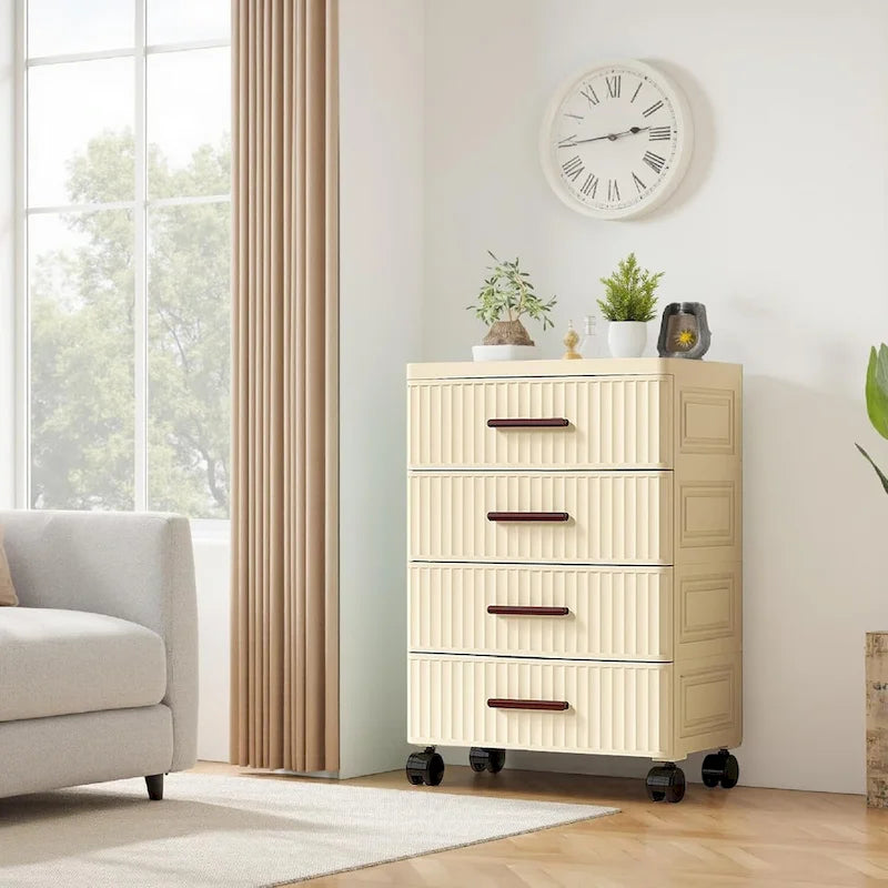 4 or 5 Layers Plastic Drawer Storage Cabinet Bedside Table with Handle
