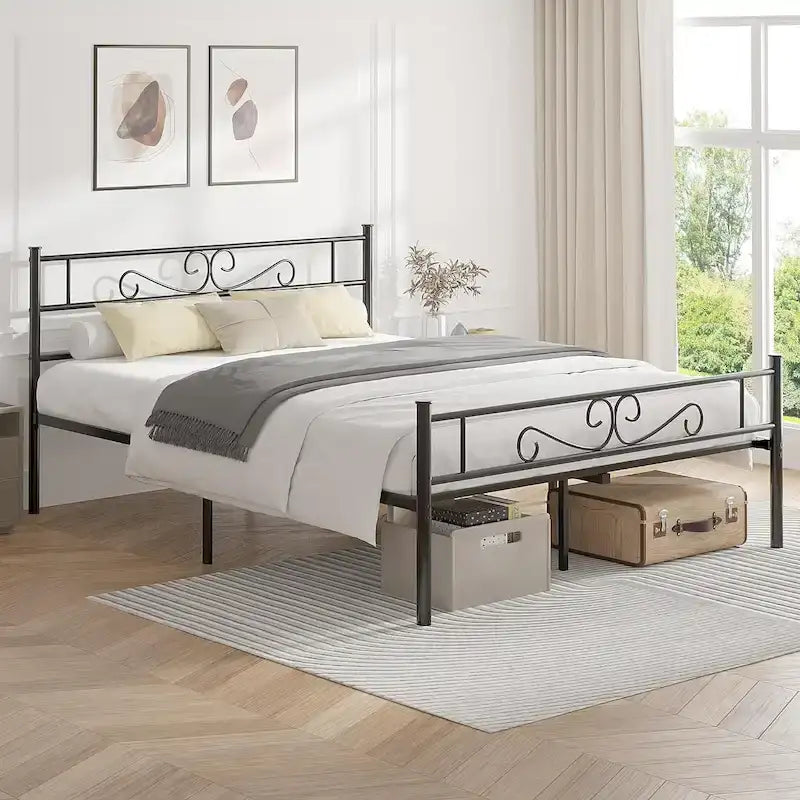 Metal Bed Frame with Headboard and Footboard- Twin/Full/Queen Size Bed