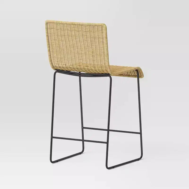 Chapin Modern Rattan Counter Height Barstool with Metal Legs Beige - Threshold™: Square Seat, Sled Base