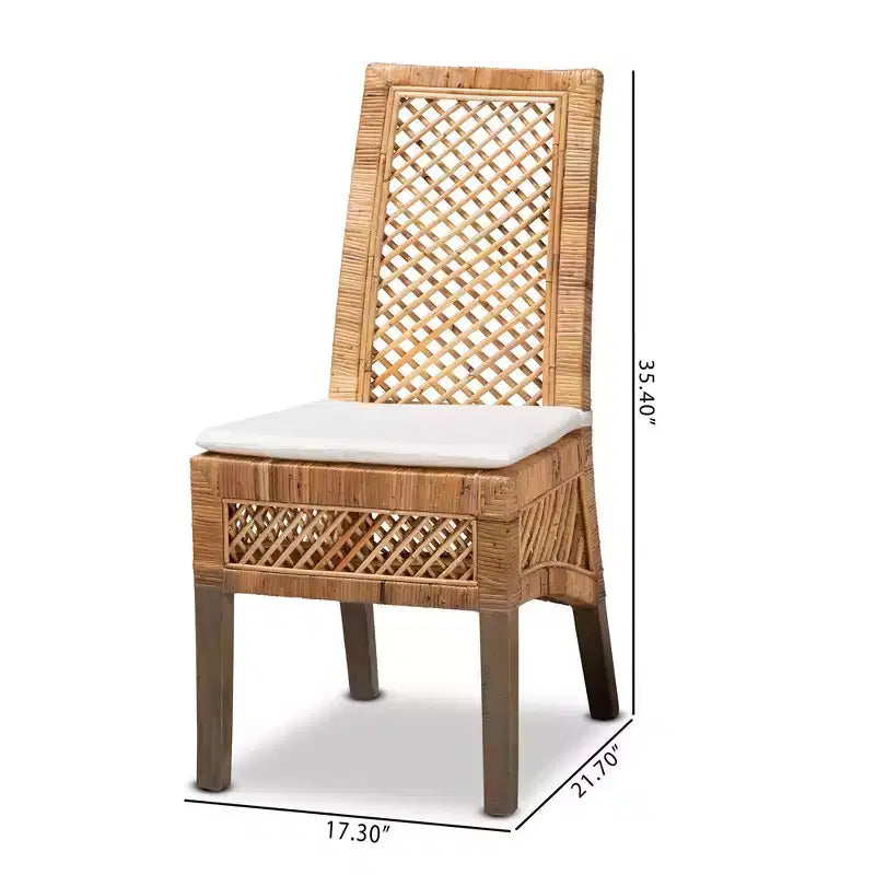 2pc Argos Rattan and Wood Dining Chair Set Natural/Brown - bali & pari: Tropical Craftsmanship, Plush Comfort