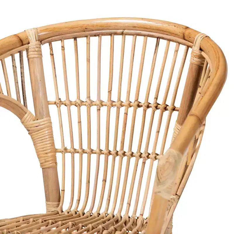 2pc Alleta Rattan Dining Chair Set Natural/Brown - bali & pari: Bohemian Style, No Assembly Required