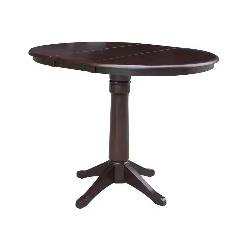 36" Magnolia Round Top Counter Height Dining Table with 12" Leaf Rich Mocha - International Concepts