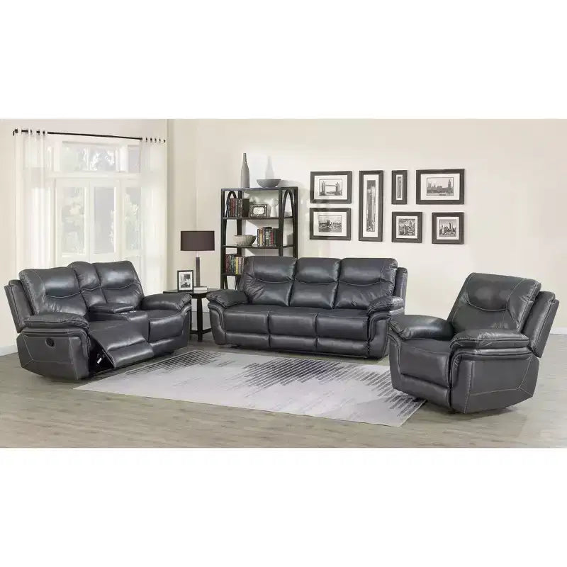 Isabella Upholstered Console Loveseat Gray: Storage, Cup Holders - Steve Silver Co.