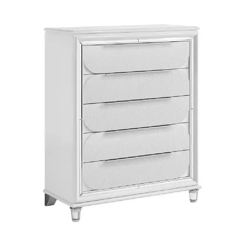 Acme Furniture 38.39" Tarian Decorative Storage Drawer Pearl White Finish: 5-Drawer Chest, Wood Composite, No Assembly Required