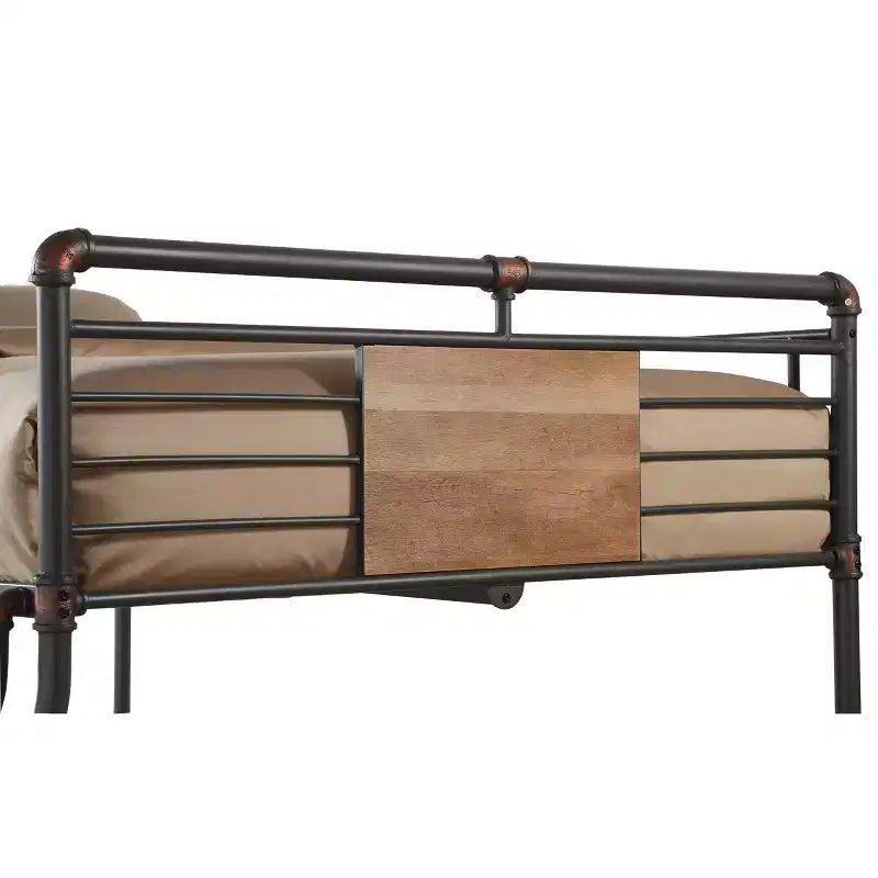 Acme Furniture 83" Full Xl/Queen Bunk Bed Brantley Loft and Bunk Bed Sandy Black & Dark Bronze Hand-Brushed: Integrated Ladder