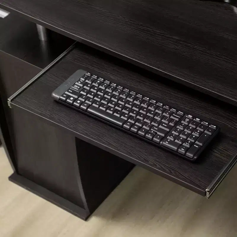 HOMCOM 47 Computer Desk with Keyboard Tray and Storage Drawers, Home Office Workstation Table with Storage Shelves