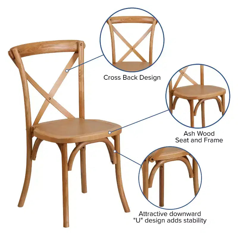 Merrick Lane Davisburg Stackable Wooden Cross Back Bistro Dining Chair