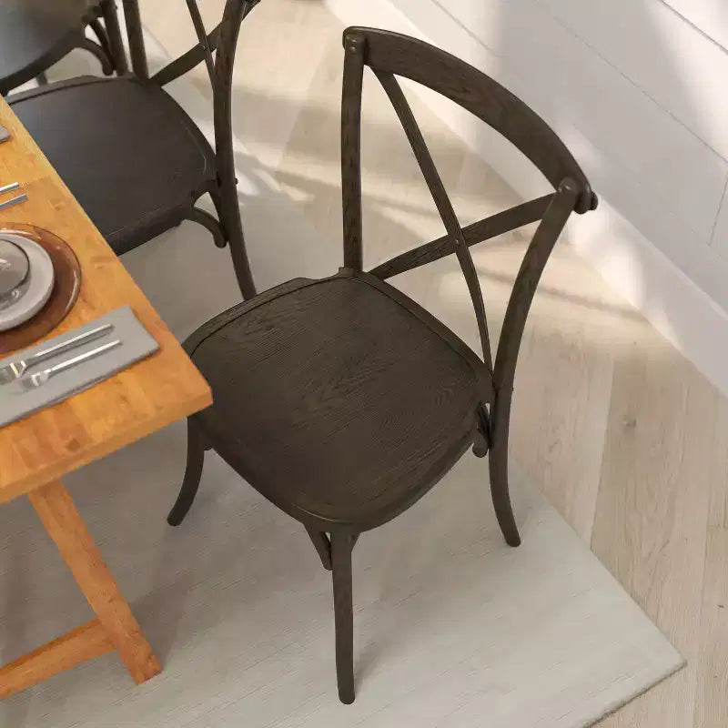 Merrick Lane Davisburg Stackable Wooden Cross Back Bistro Dining Chair