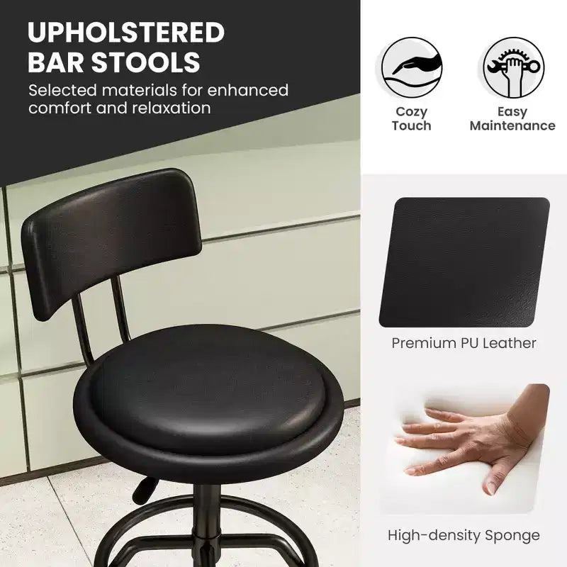 Costway 360 Swivel Counter Height Barstool with Padded Seat & Back Footrest Metal Frame