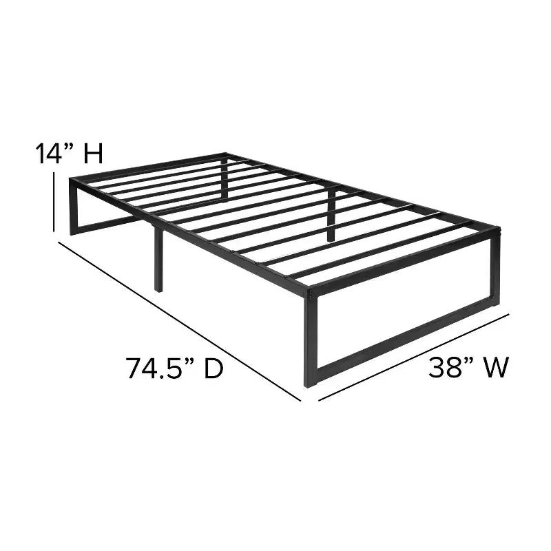Flash Furniture 14 Inch Metal Platform Bed Frame with 10 Inch Pocket Spring Mattress in a Box and 2 Inch Cool Gel Memory Foam Topper