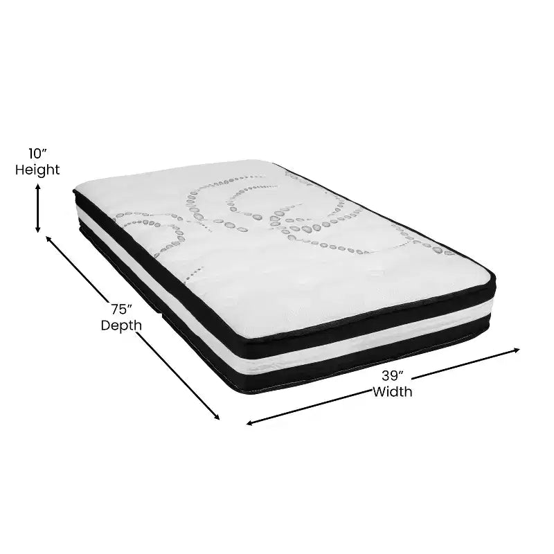 Flash Furniture 14 Inch Metal Platform Bed Frame with 10 Inch Pocket Spring Mattress in a Box and 2 Inch Cool Gel Memory Foam Topper
