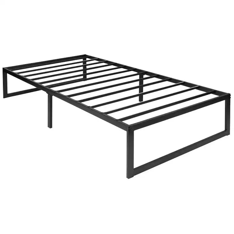 Flash Furniture 14 Inch Metal Platform Bed Frame with 10 Inch Pocket Spring Mattress in a Box and 2 Inch Cool Gel Memory Foam Topper